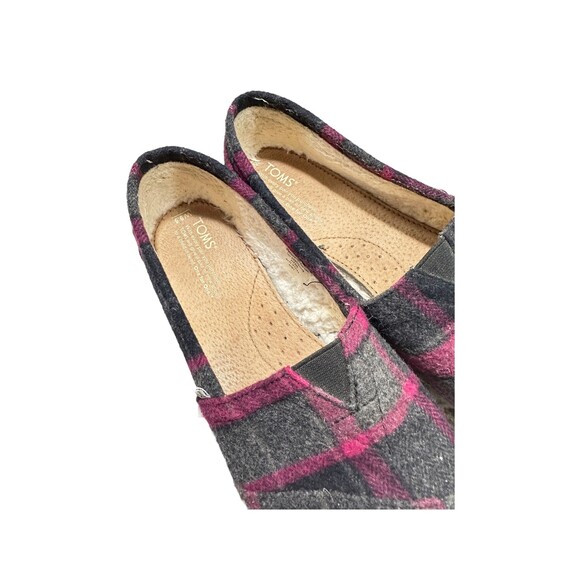Toms Womens Size 9.5 Cozy Fairy Pink Plaid Loafers Canvas Comfortable Alpargatas - Picture 5 of 5